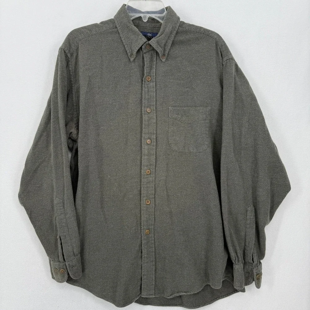 Brooks Brothers‎ 346 Men's Green Textured Button Down Shirt Size L Soft Cotton